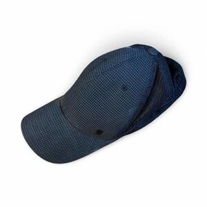 Mens Flexfit Baseball Cap Blue Grid Pattern Mesh Back Adjustable Hat